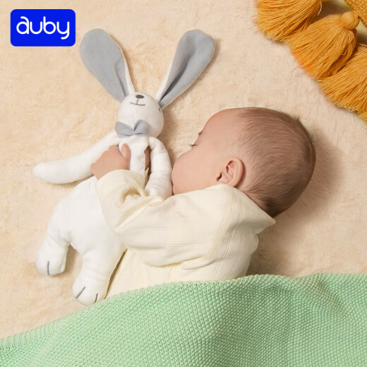 auby baby teether toy hand rattle newborn comfort gift box 8pcs + rabbit comfort towel full moon gift