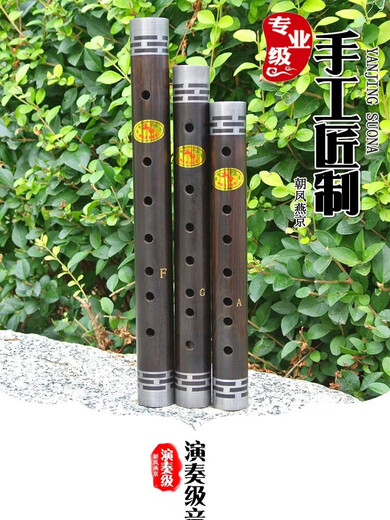 朝凤燕京管子乐器黑檀乌木专业大G调大F调A调高锡箍管成人儿童演奏催泪管 专业大F调