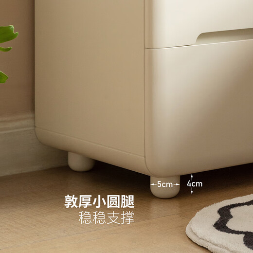 Genji Muyu Massivholz-Nachttisch, cremefarbener Stil, Zuhause, Schlafzimmer, Aufbewahrungsschrank, kleine Wohnung, weißer Aufbewahrungs-Nachttisch, 0,41 m