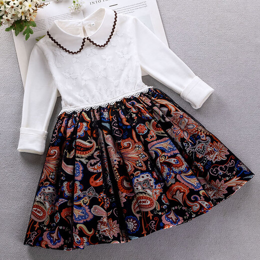 Little Bear Elf (xiaoxiongjingling) Girls Fashion Sweater Dress Autumn and Winter Children's Fashionable Princess Dress Medium and Big Children Suit Skirt Little Girls Knitted Burgundy No Velvet (Sweater Cardigan Dress Corsage) Size 150 (Recommended Height 140-150 cm)