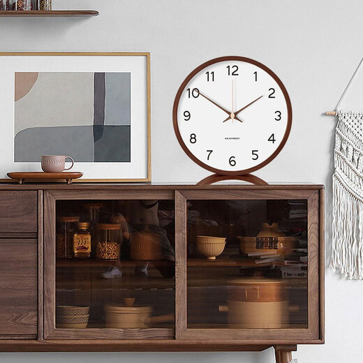 Momen solid wood vertical clock display desktop clock pendulum desk clock sitting clock living room home bracket ornaments walnut color white surface standard version 30cm12 inches