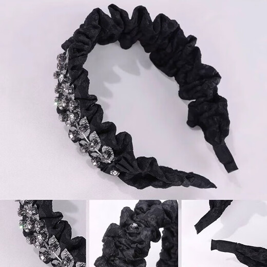 Idel's rhinestone wheat ear pleated hair hoop for women 2025 new high head pressure hair hoop high-end broken hair headband birthday gift rhinestone wheat ear headband F2298