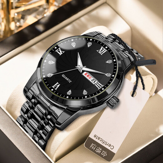 MOVIMIENTO AUTOMÁTICO QUARZ MENSURA Men's Gold Doble Calendario Doble Calendario Luminoso Moda de cuarzo de alta gama Moda 838 Ajuste de batería de caja dorada completa
