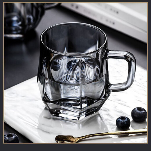 Enshousu simple Nordic style high temperature resistant cold kettle diamond glass water cup home set living room cold kettle cup cup holder diamond pot (elegant gray) + 6 cups + deer stand + tray