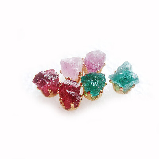 Baozha original design tourmaline earrings for women natural raw ore amethyst earrings creative simple garnet earrings blue tourmaline raw ore