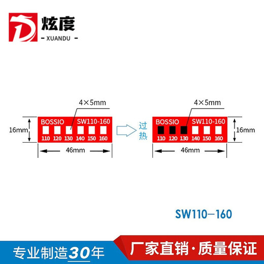 CLCEY测温贴SW-80贴纸示温片变色贴片试纸测温热敏温度变色纸感温标签 SW-12035片/张
