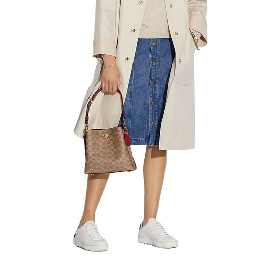 蔻驰（COACH）女包 Willow 22经典LOGO印花水桶包手提斜挎单肩包女士单肩包 棕色C3890B4NQ4