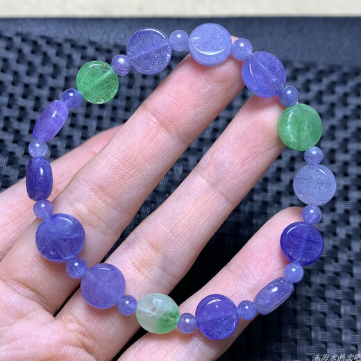 Puli Natural Tanzania Tanzanite Plate Beads Single Circle Bracelet Heart of the Ocean Jewelry Amethyst Bracelet Gift for Women (W16) Approximately 4.9-5.4mm