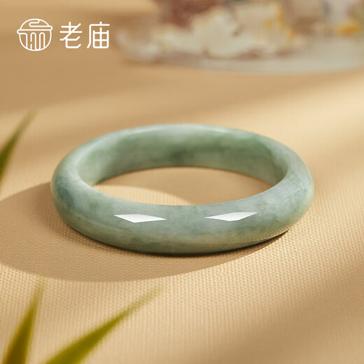 Laomiao Jade Bracelet Waxy Seed Women's Light Green Jade Bracelet Floating Flower Peace Bracelet for Girlfriend or Wife's Birthday Gift Light Green Jade Bracelet 54 Circles + Certificate + Gift Box