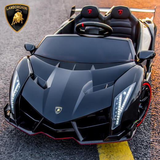 Xiaoyingxing (xiaoyingxing) Lamborghini two-seater children's electric car four-wheel remote control car four-wheel drive can sit on the baby swing toy top with four-wheel drive white + MP4 display + soft wheel leather seat remote control + 14A battery Genuinely authorized Lamborghini