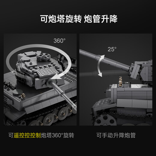 CaDA building block assembly toy men MOC authorized design 1:35 Tiger tank adult children's building plug-in electric remote control model Mechanical group C61071-Tiger tank