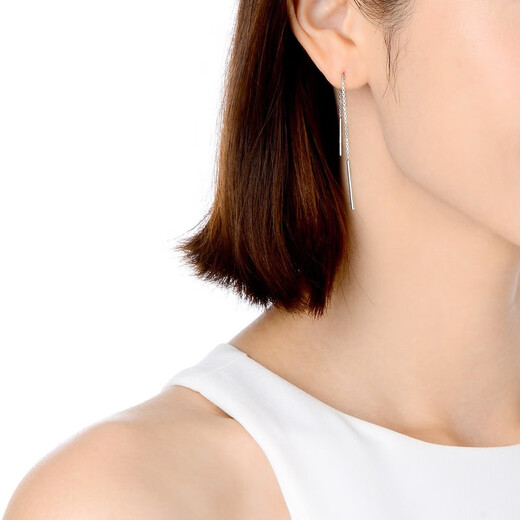 Chow Sang Sang (CHOW SANG SANG) platinum earrings, earrings, earrings, platinum earrings for women (one side) 89173E