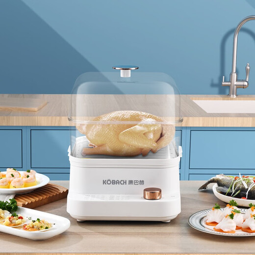 Konbach electric steamer 12L large capacity anti-dry design food grade material separated anti-odor pot second heat anti-dry electric steamer beige 25cm