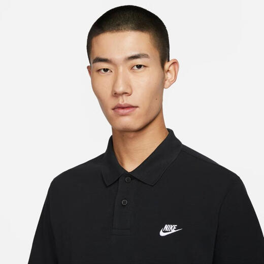 耐克（NIKE）Club 男子商务翻领短袖T恤休闲简约针织上衣百搭透气运动POLO衫 FN3895-010 XL