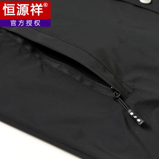 恒源祥男装中长款风衣男2023秋季新款时尚通勤男士外套 黑色 170
