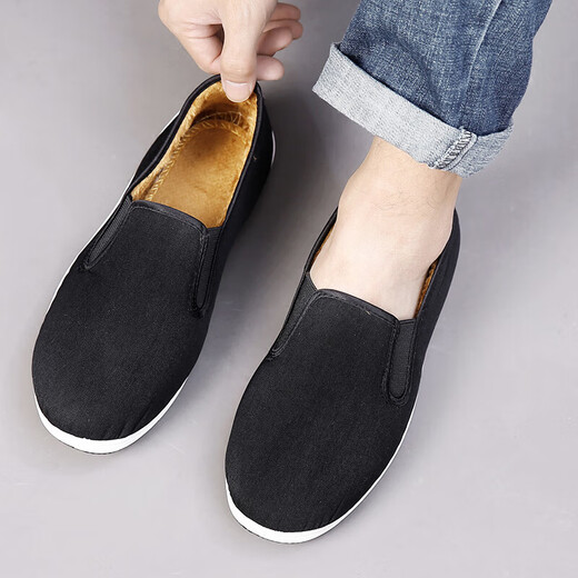 Old Beijing winter plush soft-soled comfortable slip-on white-soled cloth shoes black 41