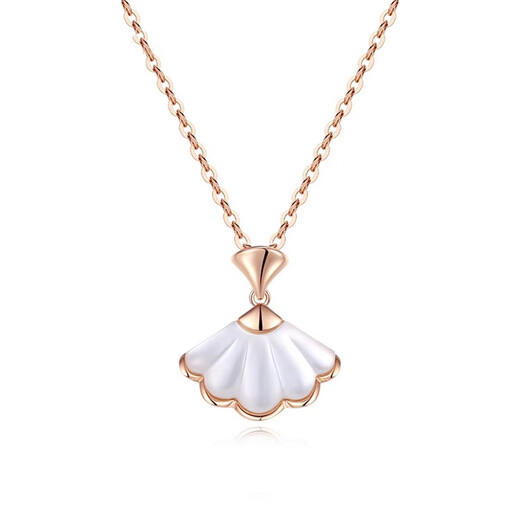Eoth 18K gold skirt necklace for women, clavicle chain, rose gold mother-of-pearl pendant, Valentine's Day birthday gift for girlfriend, 18K gold skirt necklace + certificate