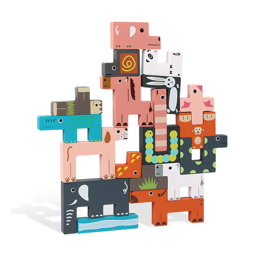 Ouoety Building Block Puzzle Holz dreidimensionale tierische Kinder Schulung Spielzeugunterricht Hilfen für Jungen und Mädchen Digitales Puzzle (Blister)