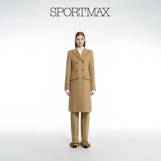 sportmax 【臻选惠享】春夏女装绵羊毛双排扣正肩大衣2011014106 浅驼色 40