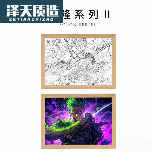Zimu Yaju Photo Customized Luminous Painting Light Painting Animation Character Customized Bedside Photo Voice Control Luminous Painting Suolong Series B Model A4-21*30CM Three-Color Changing Light + USB Model