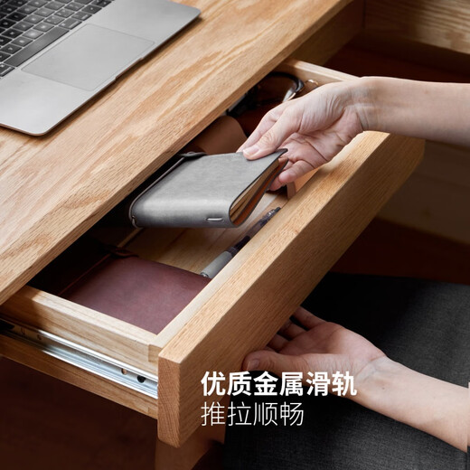 Genji Muyu solid wood desk study simple corner wall computer desk small apartment home oak office desk solid wood color - with shelf 1.6m right corner