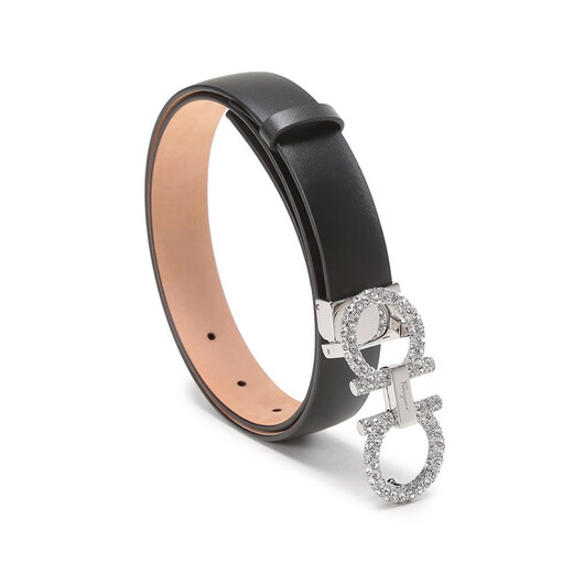 菲拉格慕（Ferragamo）新品 女士牛皮可裁剪水钻皮带腰带2.5cm礼物女 23B727 0717550 黑色 70/2尺-2尺3