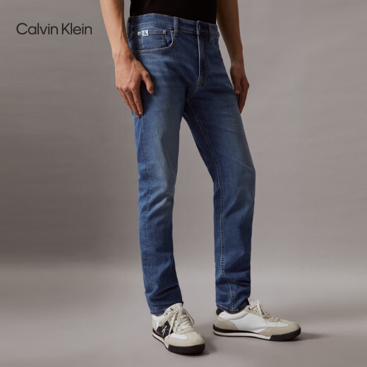 Calvin KleinJeans【凉感】春夏男复古ck猫须磨白洗水楔形锥形牛仔裤J326343 1A4-牛仔浅蓝 32