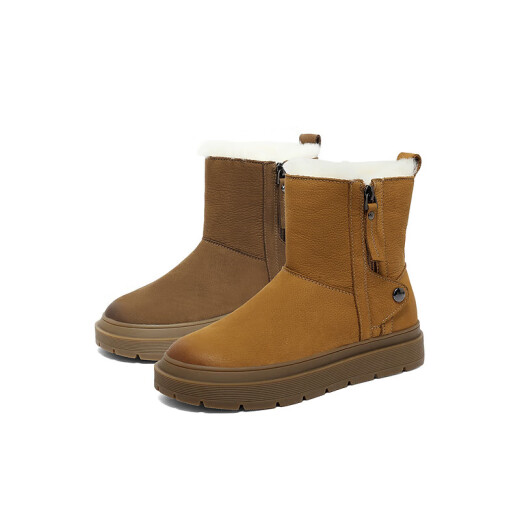 Senda Sweet Snow Stiefel Frauen Winter Neues Einkaufszentrum gleiche Cowhide komfortable und warme Outdoor -Stiefel Sue01dd3 Brown 35