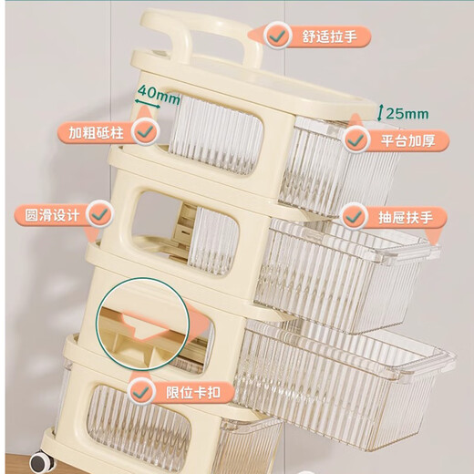Jungle floor-standing storage rack trolley storage living room kitchen mobile multi-layer storage rack bedroom storage rack 5 layers