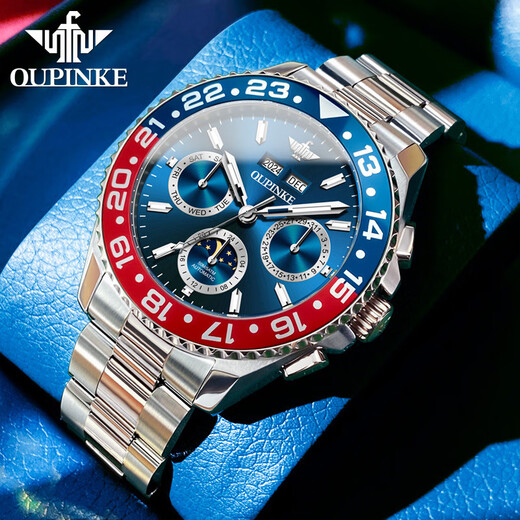 La nouvelle montre mécanique entièrement automatique multifonctionnelle Lumineuse Afficée Perpetual Calendar Men de montre masculine Classement Top Ten Top Ten Top Ten Top Famous Watchs 3271 Ceinture en acier Blue Men