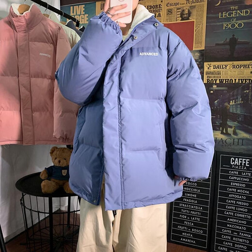 NASALIKE立领羊羔毛外套男冬季加厚痞帅棉衣双面穿棉服韩潮流ins港风棉袄 羊羔毛格子立领双面穿9902 杏色 3XL (关注店铺礼品)