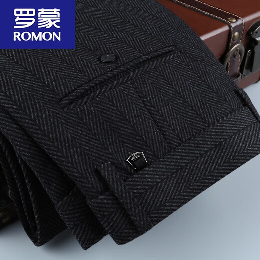 Romon-Männer-Casual Hosen Herbst und Winter mittleren Alters mit hohen T-T-Hosen-Hosen schlanker Legly-Hose Wollstreifenhose Männer A9905 Slim Fit Version 28 (2 Fuß 1)