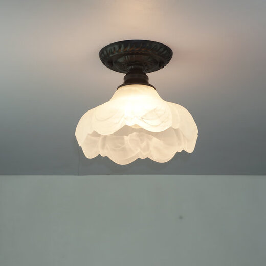 Yilin European style single-head small ceiling lamp balcony aisle entrance lamp kitchen and bathroom lamp cloakroom lamp iron ceiling LED lamp flower bud ceiling free 12 watt corn
