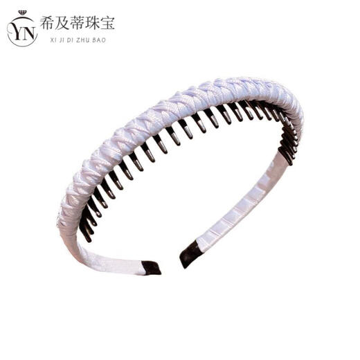 桐汝壁碎发简约带齿防滑发箍儿童布艺格纹头箍女孩发卡头饰女童发饰 6#黑色