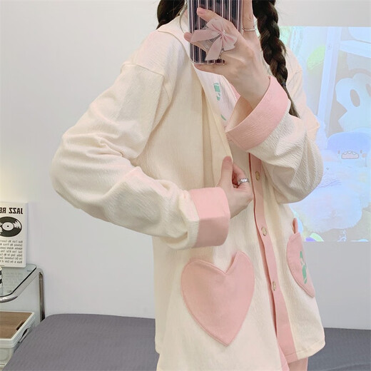 欧鹿汐（OULUXI）纯色皱布棉质月子服春秋孕妇睡衣夏季透气吸汗产妇产后哺乳喂奶衣 AXXE724少女心 2XL码 (建议135-155斤)