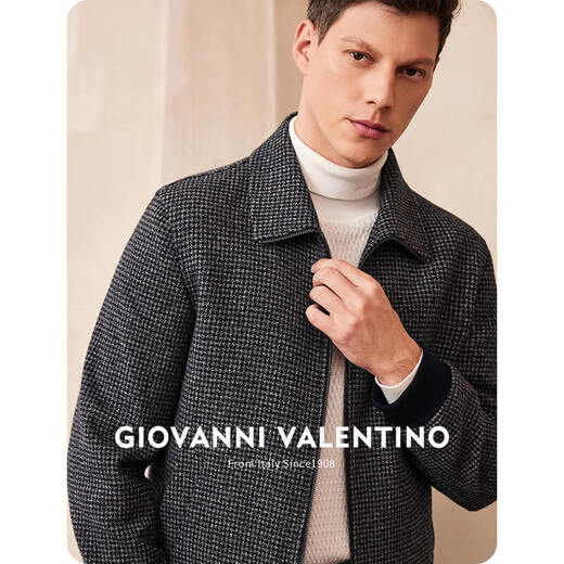 Giovanni Valentino Pure Sheep Wolle Kleidung Herren Revershundtooth Jacke Herbst und Winter Herrenkleidung warmes Marine 3x