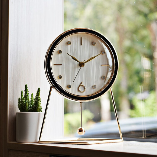 Hanshi (Hense) creative table clock fashion modern art clock ornaments living room desktop clock sitting desktop quartz clock HD56 white