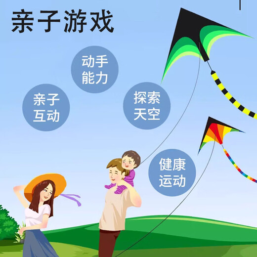 乐卡利【送300米线轮】10米草原风筝潍坊亲子户外运动玩具儿童生日礼物 绿色【10米大长尾】