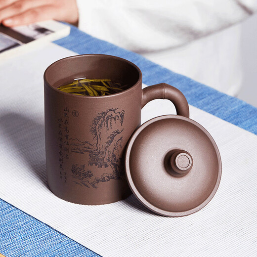 Zun Hu Yixing Zisha Cup Tea Cup Tea Set Large Covered Cup Office Water Cup Original Mineral Purple Mud Mountain Covered Cup Mid-Autumn Festival