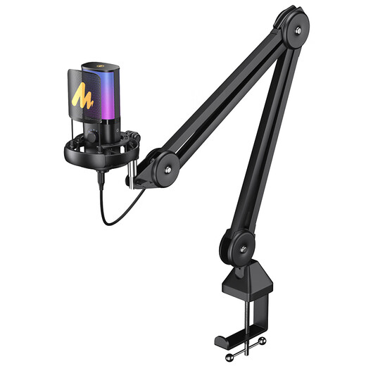 Flash Maono microphone computer live broadcast built-in sound card professional recording dubbing game noise reduction singing radio USB mobile phone condenser microphone wired desktop microphone Flash pm450 PM450S cantilever model comes with reverberation modification-customized tone