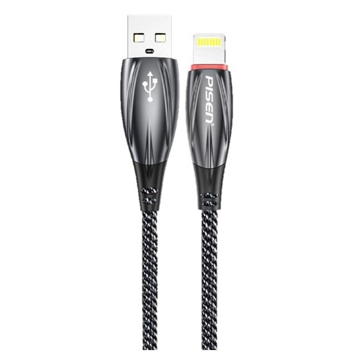 Pinsheng Apple Data Cable Carga rápida Cable de carga USB iPhone14/13/11/11/xr/8p/7plus/6S/SE2/Pro Max Puerto de luz de automóvil de teléfono móvil Pantalla de luz Apple [Pantalla de luz de llama mejorada] 2 metros de gris negro