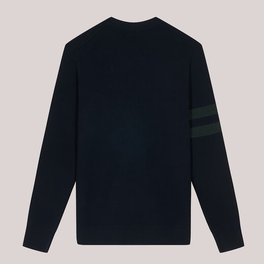 HAZZYS Men's Autumn V-neck Jacket Contrast Color Striped Sleeves Wool Cardigan Men's ABYZD0BCF10 Dark Navy DN L (175/96A 48)