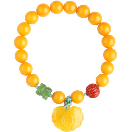 XIANGZHENFU JEWELRY amber raw stone beeswax bracelet female DIY Ruyi beeswax chicken fat yellow full honey bracelet 8mm
