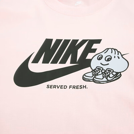 Nike (Nike) Kurzärärmiges T-Shirt für Herren Sommersportwear Lose Baumwolldruck, gelegentlich gestapelte gestickte, leichte halbärmelige Top FB9804-686 Pink XL