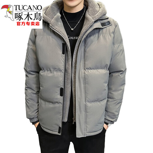Woodpecker (TUCANO) fake two-piece down cotton jacket for men in winter extreme cold plus fat plus large size Northeast cotton jacket thickened Jinjiang cotton jacket BY9888 black XL