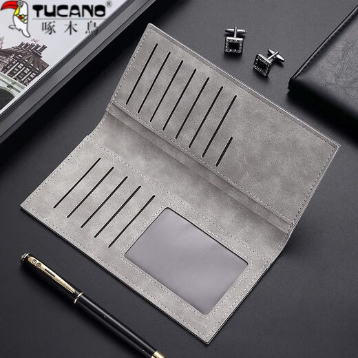 Woodpecker (Tucano) Luxury Luxury Simple Men's Men's Young Men's Japane's Toile Long Men's Thin Niche Wallet Men's Money Retro Black