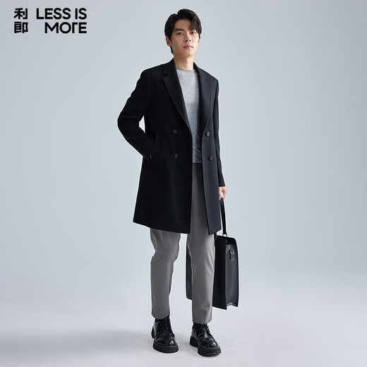 Lilang leichte Mode -Herrenkleidung [Abnehmbar unter dem Strich] Wollmantel Herrenmantel doppelt baced Long warme Wolljacke schwarz 2xl (180)