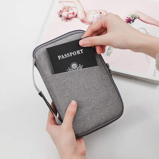 Okohong Passport Passport Bag Bag Color Air Bolet Certificado Organizando Bolsa de Bolsa de Hombres y Mujeres Gris