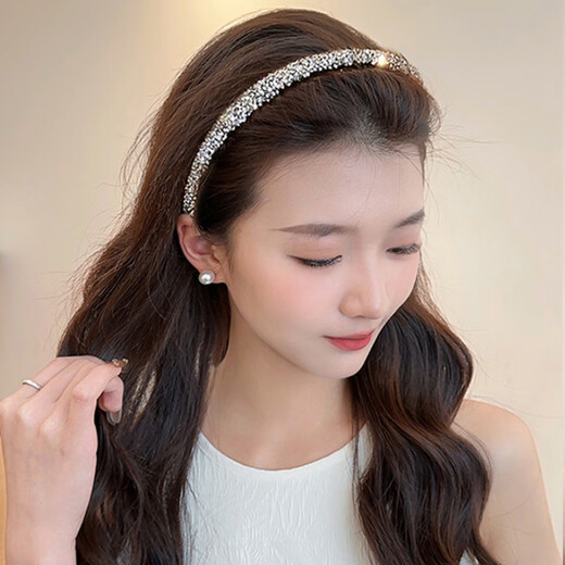 Wanyao black toothed anti-slip hairband for women, special hairpin for face wash, women's 2025 new wash pressure hair binding headband, black broken diamond headband
