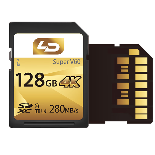 Sliding (LD) 280MB/s_UHS-II dual core v60SD memory card micro-single camera high-speed card suitable for high-pixel video shooting V60 128G